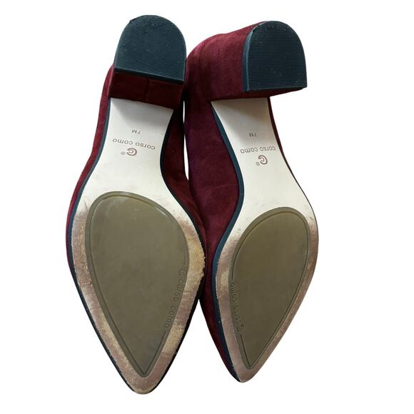 Corso Como PURPLE pumps 7M covered block heels pointy toes designer career - Picture 5 of 10